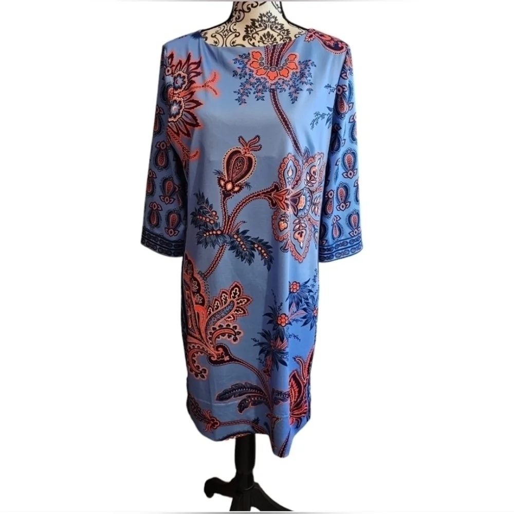 Gretchen Scott sz large blue navy red dress new - Picture 7 of 9